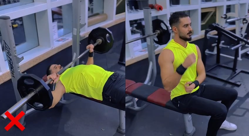 العضلة الوسطى - ضغط بار مستوي